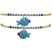 Colourful Mama & Me Handmade Bracelet Set Featuring a Fish Charm