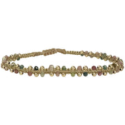 Handmade Mara Bracelet Featuring Watermelon Tourmaline and Gold Details