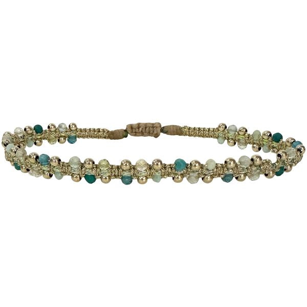 Handmade Mara Bracelet Featuring Semiprecious Stones and Gold Details in Blue Tones