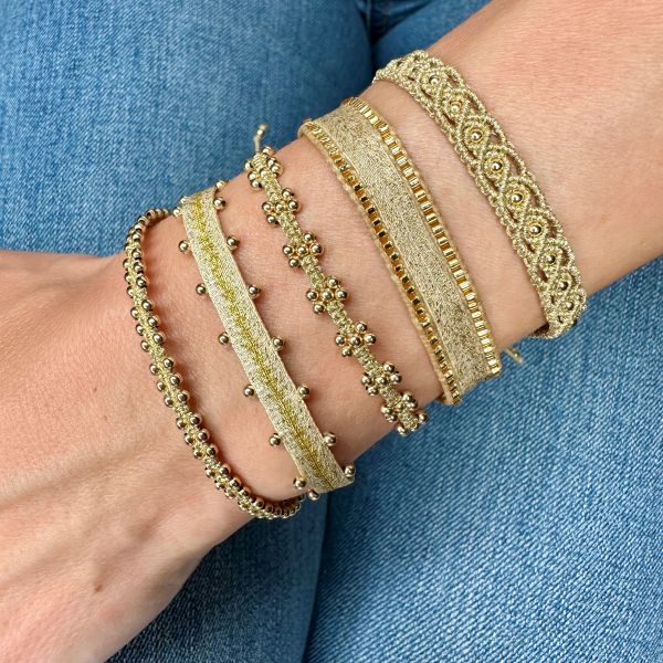 Handwoven Roma Bracelet in Gold Tones