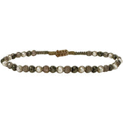 Handwoven Moon Bracelet Featuring Intermixed Semi-Precious Stones and Pearls