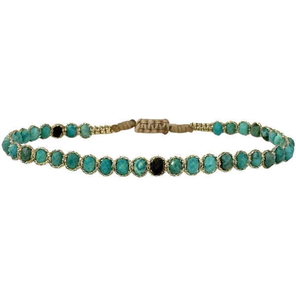 Handwoven Moon Bracelet Featuring Turquoise Semi-Precious Stones