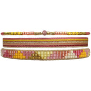 HANDMADE SET OF 3 BRACELETS WITH GOLD FEATURING A PINK TOURMALINE STONE