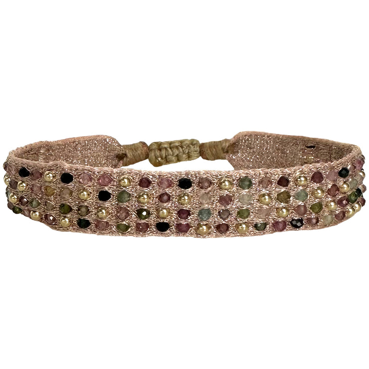 Amore Handmade Bracelet Featuring Watermelon Tourmaline Stones and Gold