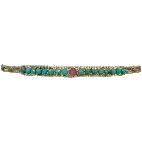 Handmade Frida Bracelet Featuring Turquoise Stones and Pink Tourmaline Stone