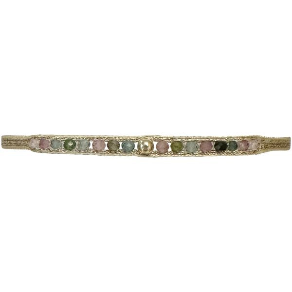 Handmade Frida Bracelet Featuring Watermelon Tourmaline Stones and Gold Bead