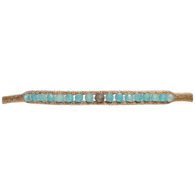 HANDMADE FRIDA BRACELET FEATURING AMAZONITE AND CHOCOLATE MOONSTONE