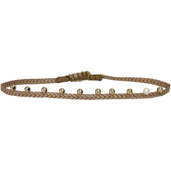 Nalah Handmade Bracelet Featuring  Gold Breads and Freshwater Pearl