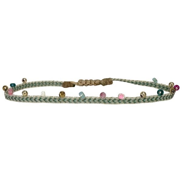 Nalah Handmade Bracelet Featuring Gold, Glass Beads Detail and Intermixed Stones
