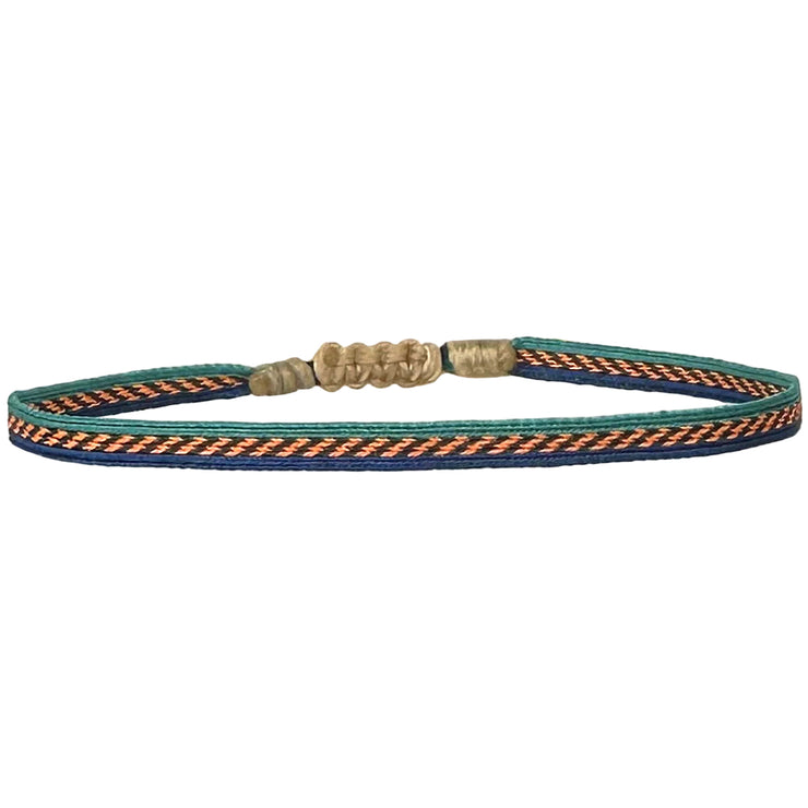 Handmade Basic Kids Bracelet in Blue and Orange Tones