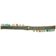 HANDMADE PEACOCK BRACELET IN GREEN TONES FEATURING GEMSTONES AND GOLD DETAIL