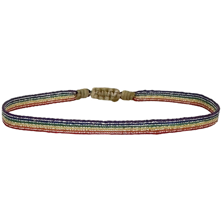 Handmade Rainbow Bracelet in Shinny Silver