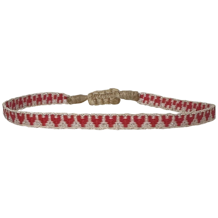Handmade Basic Kids Bracelet Featuring a Red Heart and Silver Touches