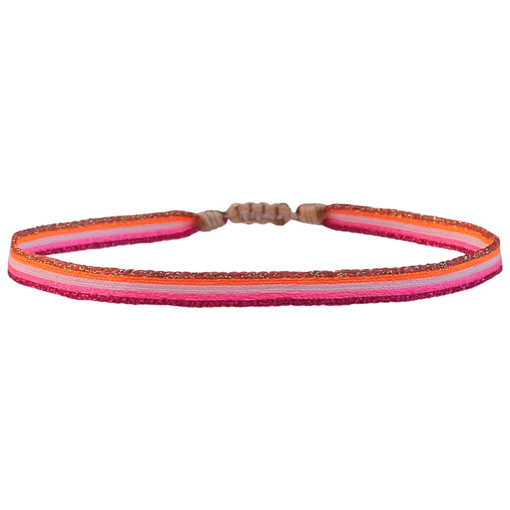 Pink, Orange Handmade Anklet With Metallic Details