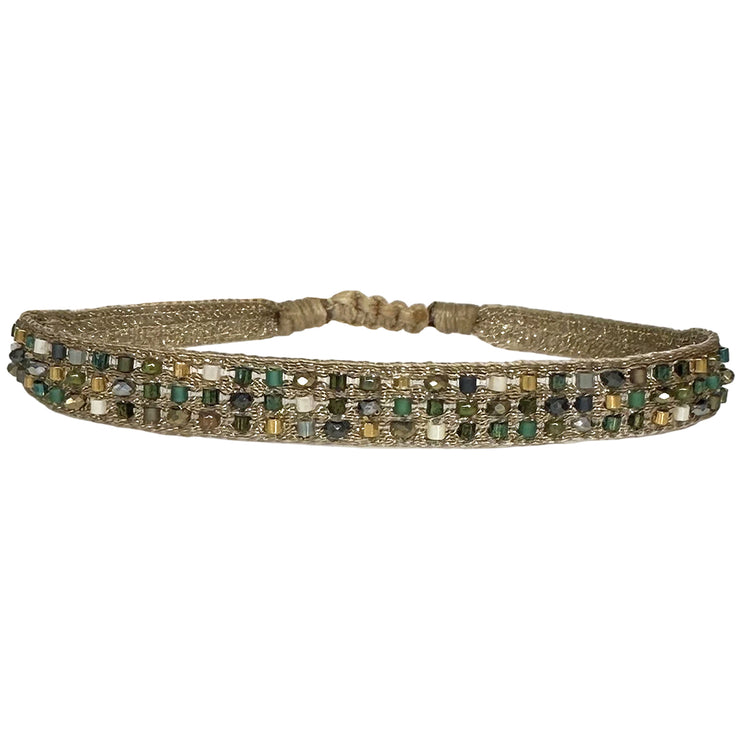 Aurum Handmade Bracelet in Green & Neutral Tones