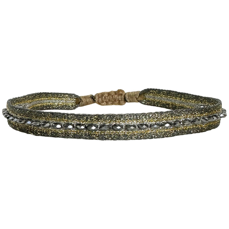 Cleo Handmade Bracelet in Grey and Golden Tones