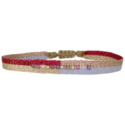 HANDMADE ZIP BRACELET WITH INTERMIXED SEMI-PRECIOUS STONES IN PINK AND GOLD TONES