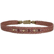 This bracelet is handmade by our team of master artisans using polyester threads, 14k gold filled beads and intermixed semiprecious stones. LeJu’s handwoven bracelets are an effortlessly cool everyday choice.  Wear it solo or stack it with similar styles.  Details:  - Polyester threads  - Intermixed semi-precious stones  - 14k gold filled beads  - Adjustable Handwoven Bracelet  - Width 6mm  - Can be worn in the  water