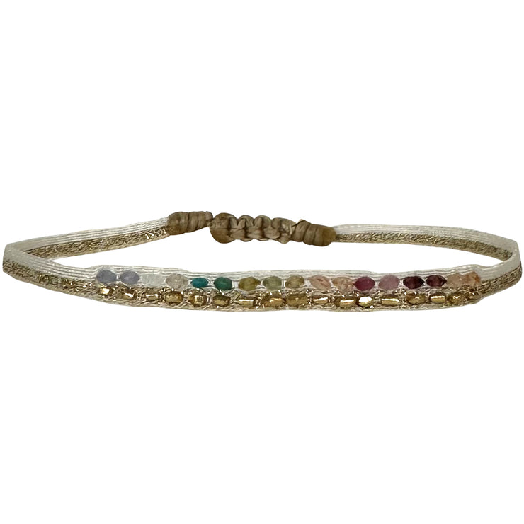 Multicolor Handmade Harmony Bracelet in Beige And Golden Tones