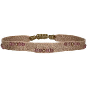 IRIS HANDWOVEN BRACELET FEATURING PINK TOUMALINE AND GOLD DETAILS
