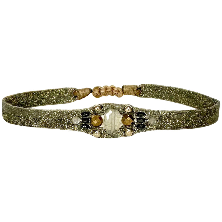 Isla Handmade Bracelet in Pistachio and Gold Tones