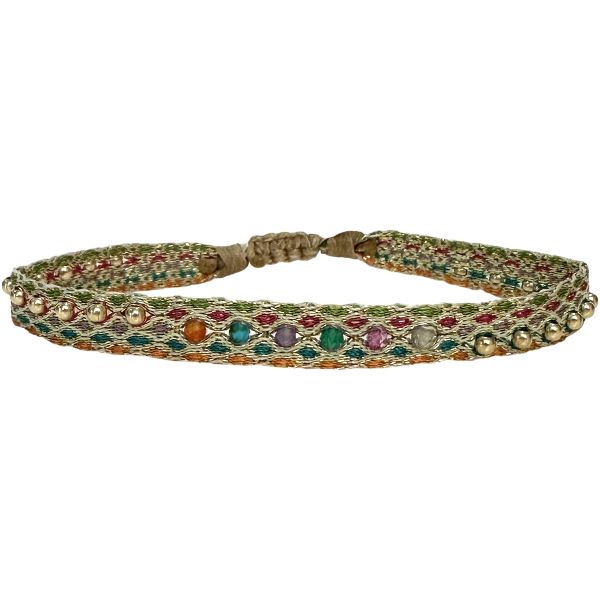 Majestic Handmade Bracelet Featuring Intermixed Semi-Precious Stones and Gold Beads