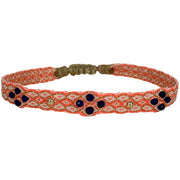 Rombo Handmade Bracelet in Neon Orange and Lapis-Lazuli Stones