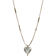 HEART HANDMADE NECKLACE FEATURING MOTHER OF PEARL CHARM