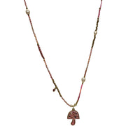 MUSHROOM NECKLACE WITH GOLD DETAILS IN PINK TONES