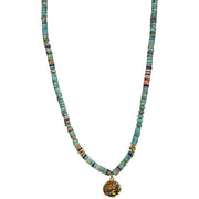 Good Luck Necklace with Turquoise Howlite and Vinyl Beads