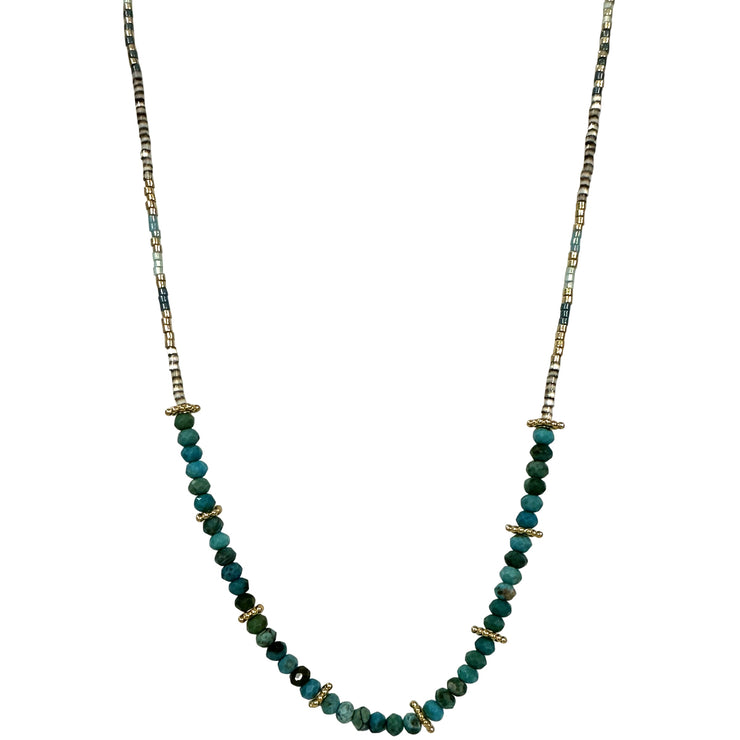 TURQUOISE  SEMI-PRECIOUS STONES NECKLACE WITH GOLD DETAILS