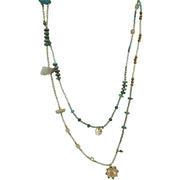 SUN LONG NECKLACE IN TURQUOISE & GOLD TONES