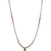 Embrace the beauty and sentiment of our handmade heart necklace. Elevate your style with this elegant and meaningful piece that is sure to become a cherished and timeless addition to your jewelry collection. It's handmade using a 14 k gold filled chain, japanese glass beads, and a vermeil heart charm      14 K gold filled chain and clasp closure     Vermeil heart charm     Japanese glass beads     Measures 39cm + 2cm extension     Handmade necklace