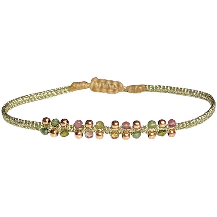 HANDMADE NORA BRACELET WITH WATERMELON TOURMALINE STONES AND ROSE GOLD