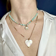 HEART HANDMADE NECKLACE FEATURING MOTHER OF PEARL CHARM