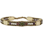 Selene Beaded Bracelet in Beige Tones Featuring Colorful Stones
