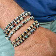 Handmade Men’s Bracelet in Grey Tones and Silver