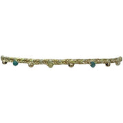 Handmade Velvet Bracelet in Green Neon featuring Semiprecious Stones and Gold
