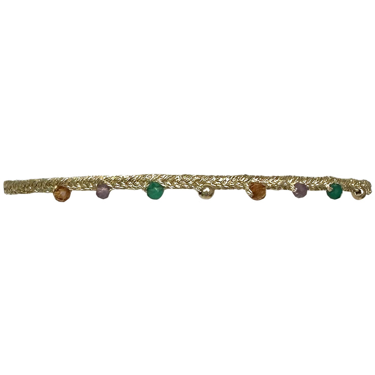 Handmade Velvet Bracelet featuring gemstones and gold