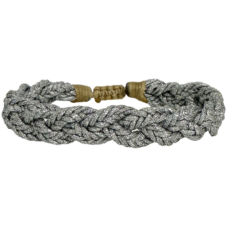 Handmade Vera Bracelet Using Metallic Silver Threads