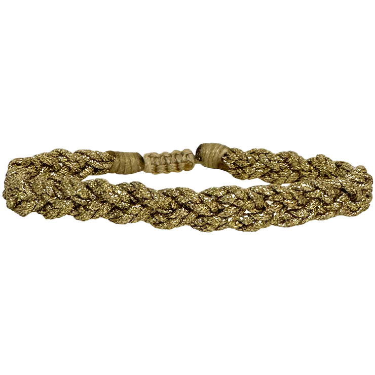 <p>Radiant elegance metallic golden threads bracelet for effortlessly stylish and sophisticated looks. It is the perfect accessory to add a touch of glamour to your outfit.</p> <p>Wear it with a dress or a chic blouse and jeans combination.</p>