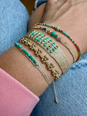 Rosario Handmade Bracelet Featuring Turquoise and Gold Beads