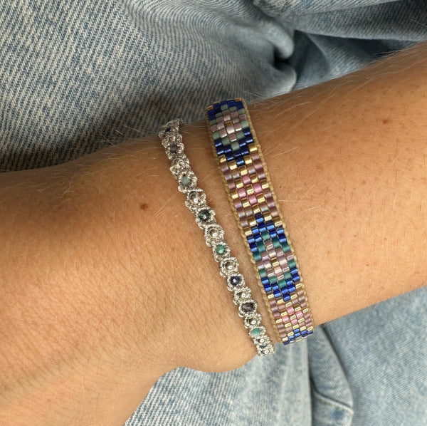 HANDWOVEN COLOR-LUSH BRACELET FEATURING GEMSTONES AND SILVER