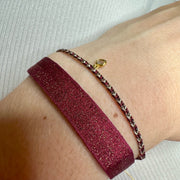 Handmade Diamond Bracelet in Burgundy, Silver and Gold Tones