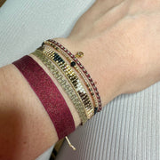 Handmade Diamond Bracelet in Burgundy, Silver and Gold Tones