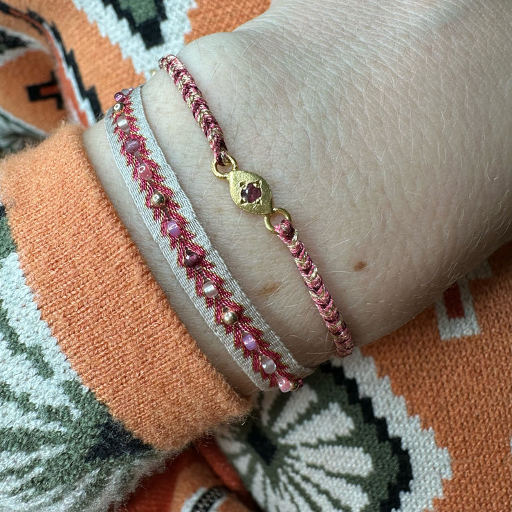 HANDMADE EYE BRACELET FEATURING A PINK TOURMALINE STONE