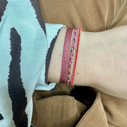 Handmade Set of Three Handmade Bracelets in Red and Fucsia Tones