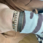 Handmade Set of Three Bracelets in Black and Gold Tones