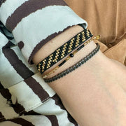 Handmade Set of Three Bracelets in Gold and Black Tones