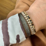 Handmade Set of Three Bracelets in Black and Gold Tones